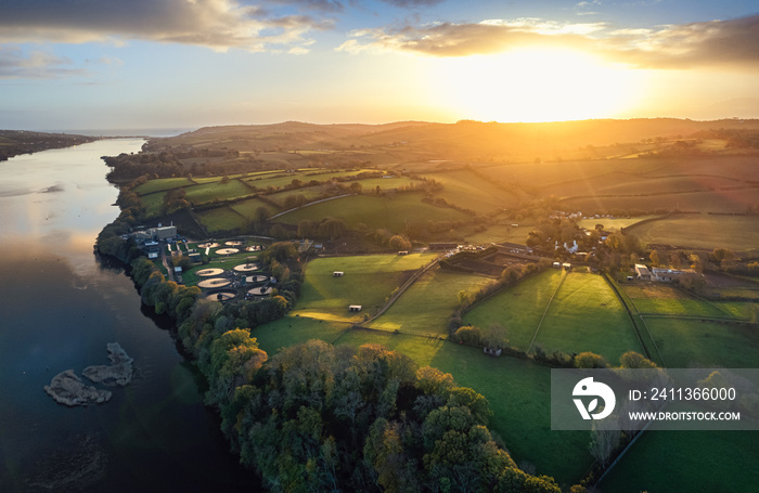 Sunrise over Bridge and River Teign, Newton Abbot, Devon, England, Europe