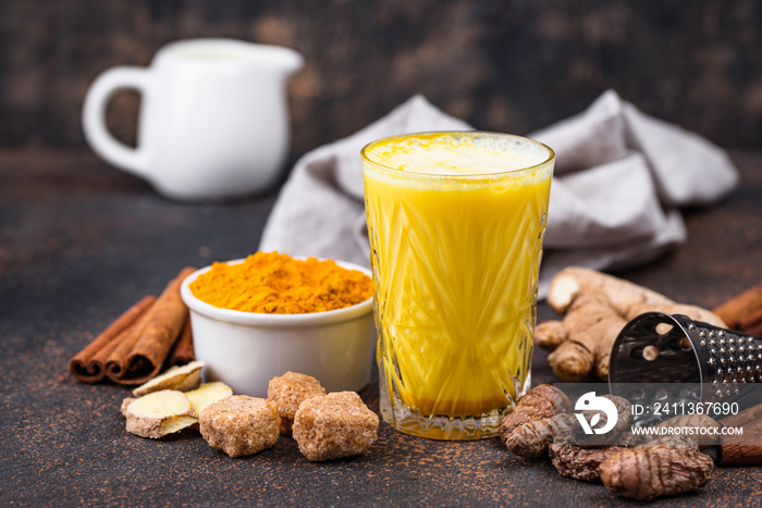 Turmeric golden milk with spices