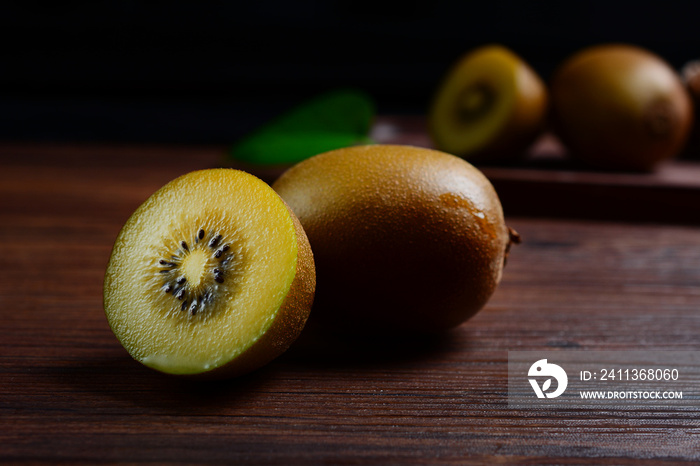 kiwi fruit on a black background