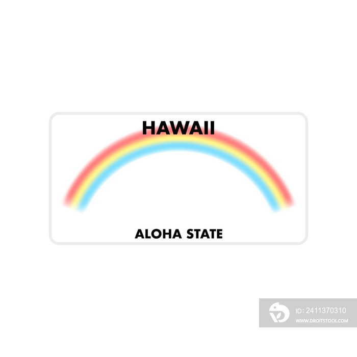 License plate of hawaii. Car number plate. Vector stock illustration.