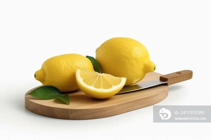 lemons and knife on cutting board