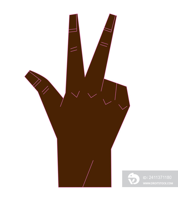 Diverse Hand Signals Number 3 ASL Dark Skin Tone