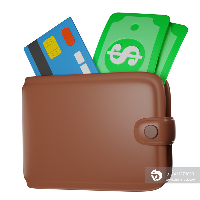 payment wallet money and card 3d illustration