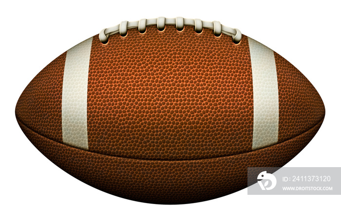 A Striped American Football with Laces On Top Edge