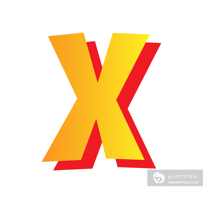 Letter X, comic style typeface with transparent background. png file