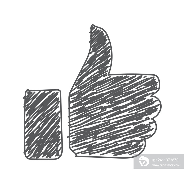 Thumbs up sketch icon for web and mobile. Hand drawn vector thumbs up icon. Transparent background. Illustration