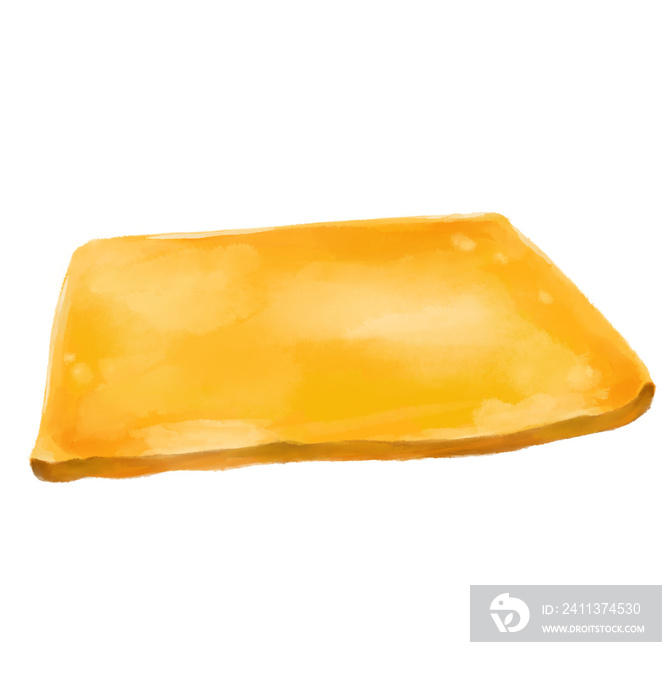 Yellow golden Cheese slice dairy product watercolor painting