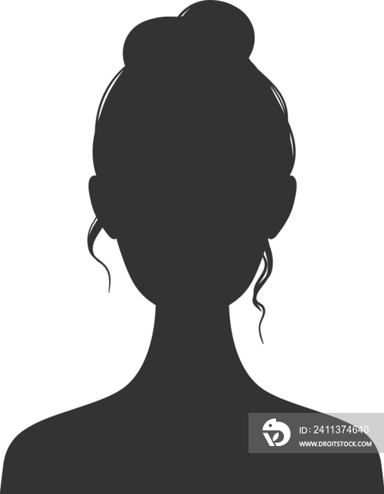 Avatar silhouette, person profile, woman head icon