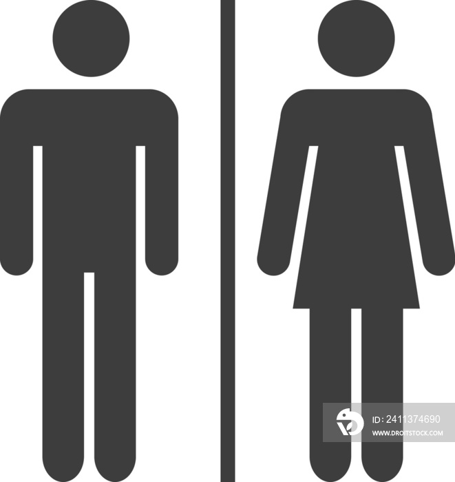 male and female black shadow icon, Toilet icon.