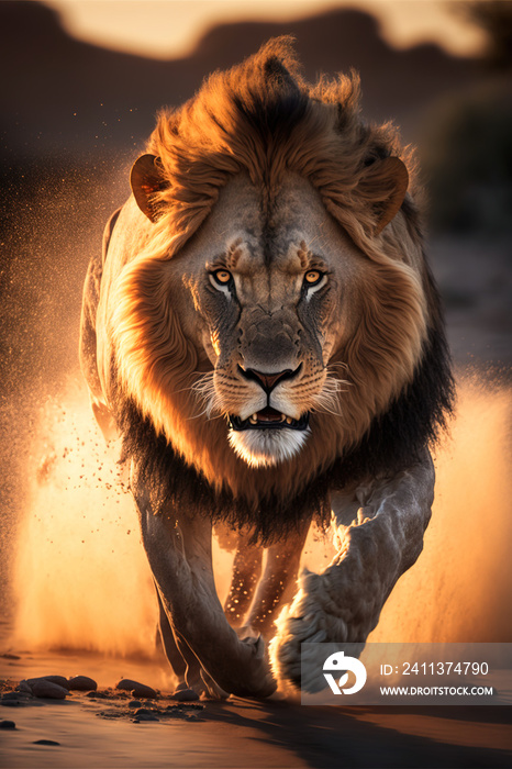 lion running