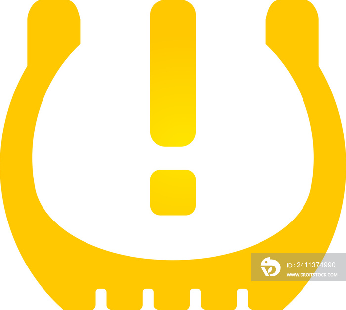 Amber tire pressure warning icon on a transparent background