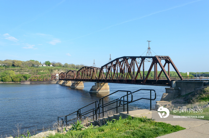 An old railway bridge over Mississippi river, Dubuque Iowa