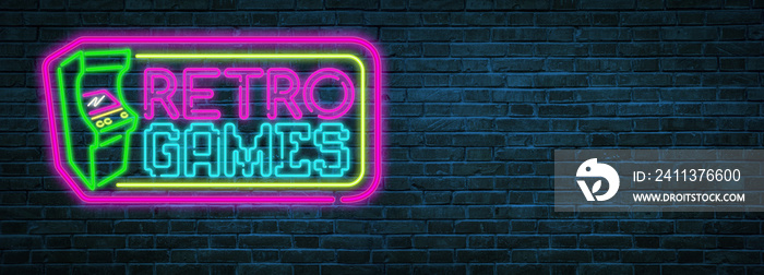 Retro games neon sign