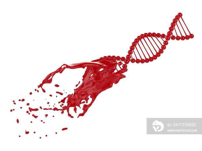 Dna helix with blood splash