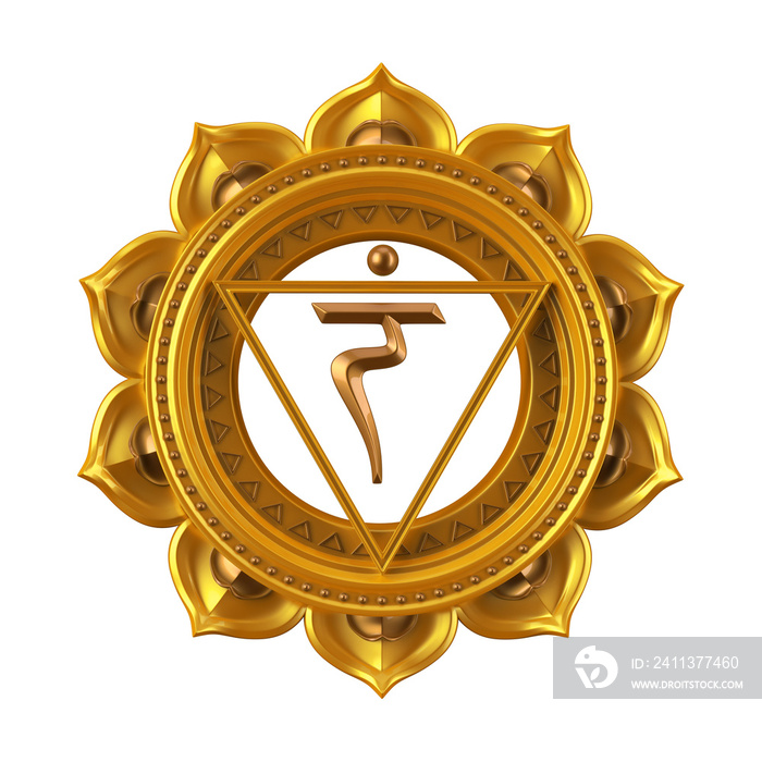 abstract yellow Manipura chakra symbol, 3d modern illustration