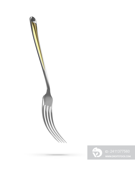 The fork lies on an isolated background - cutlery 3D render - 3D image