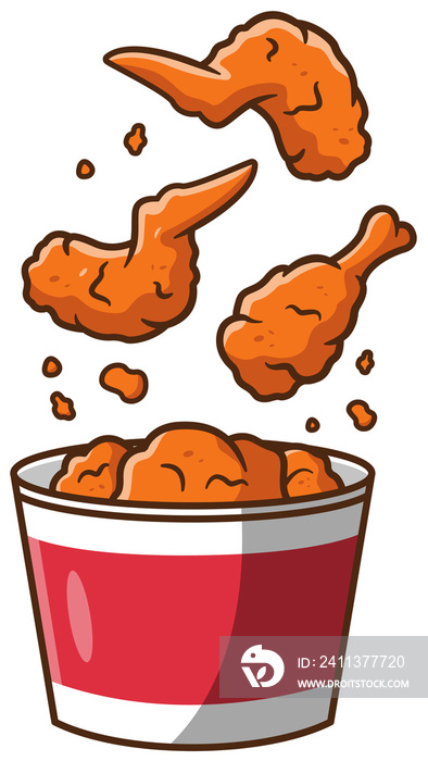 fried chicken spicy in bucket red color