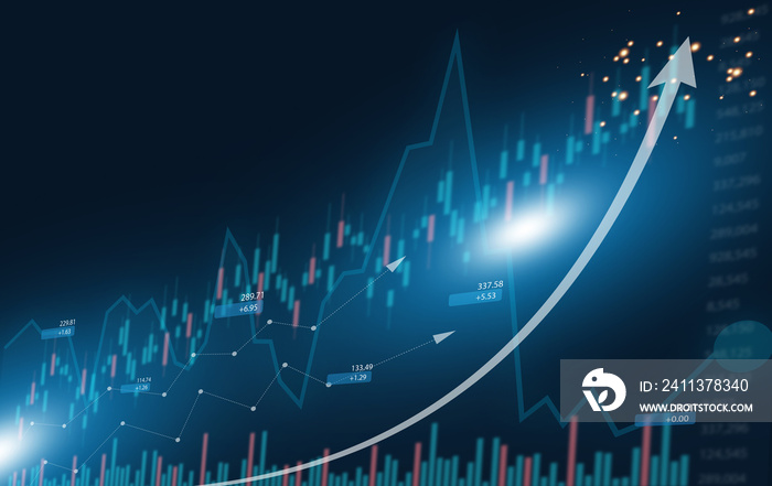 Monitor screen with trading stock exchange graph, money, data graph, block chain, finance, business growth, stock market, cryptocurrency selling and buy with price chart ,business financial funds