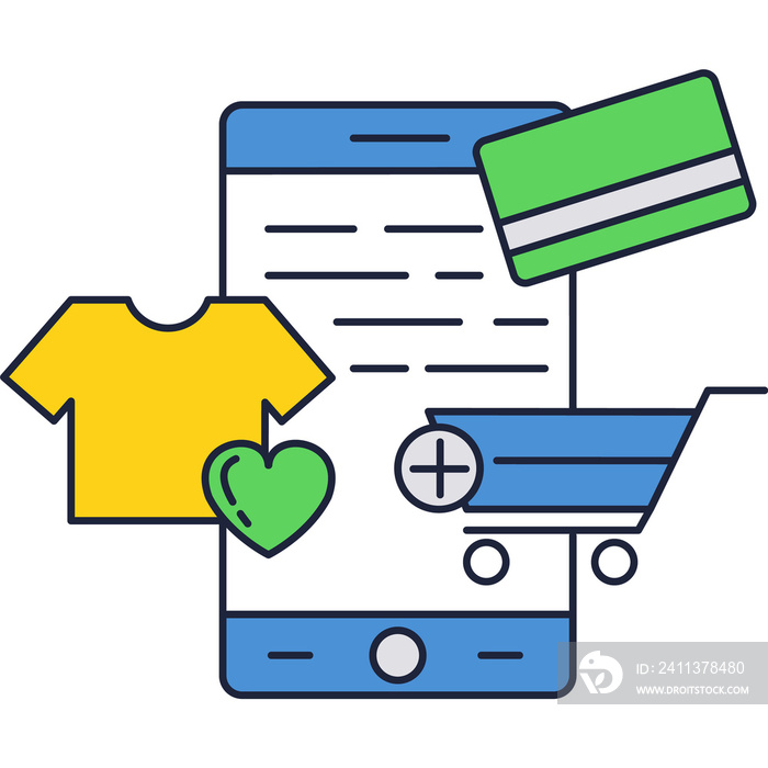 Online shopping via mobile phone icon vector