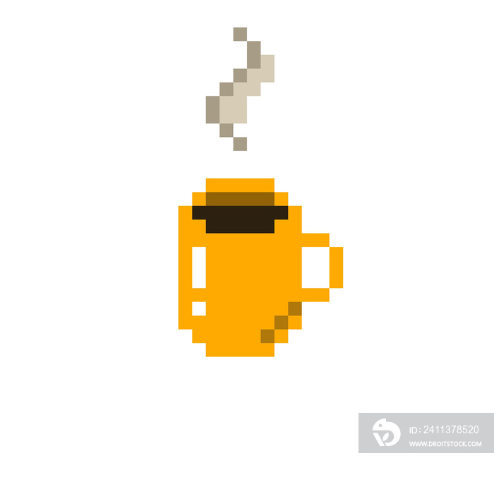 coffee cup pixel art icon, pixel illustration