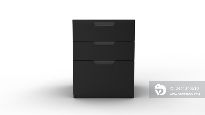 Mobile file Cabinet front view with shadow 3d render