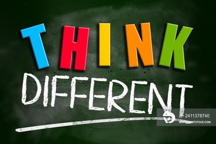 Think different conceptual words on blackboard