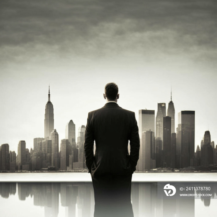 Businessman looking at Skyline, Finance and Business, Stocks