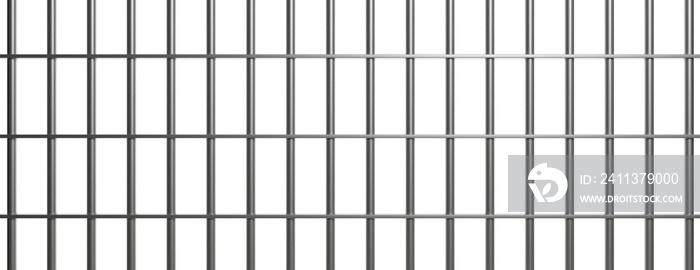 Jail bars on white background, texture. 3d illustration