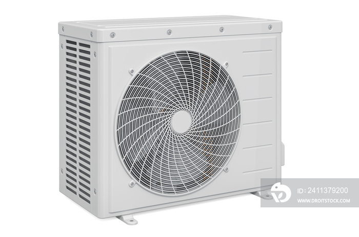 Air conditioner, outdoor compressor unit. 3D rendering