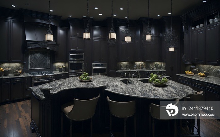 Photo of a spacious kitchen with a beautiful island and seating