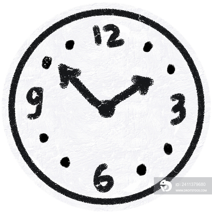 Vector Image Of Wall Clock Crayon Textured Transparent Background Cute Cool Sticker