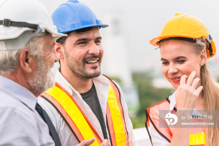 group of engineer teamwork multiple age gender happy enjoy to builder working together cooperation project.