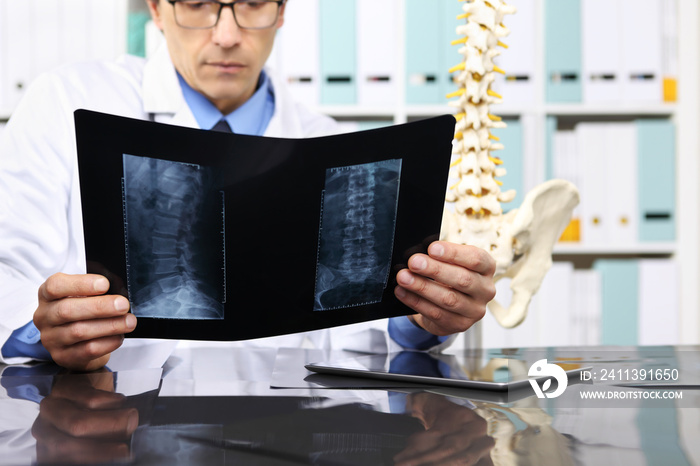 Radiologist doctor checking xray, healthcare, medical and radiology concept