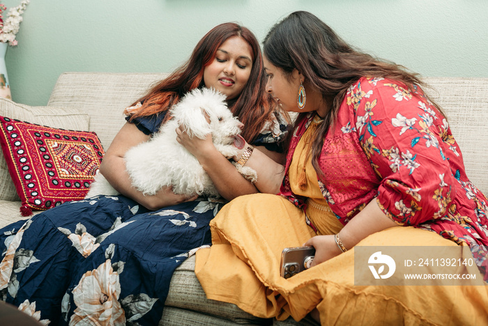 South Asian Mother and daughter portraits at home