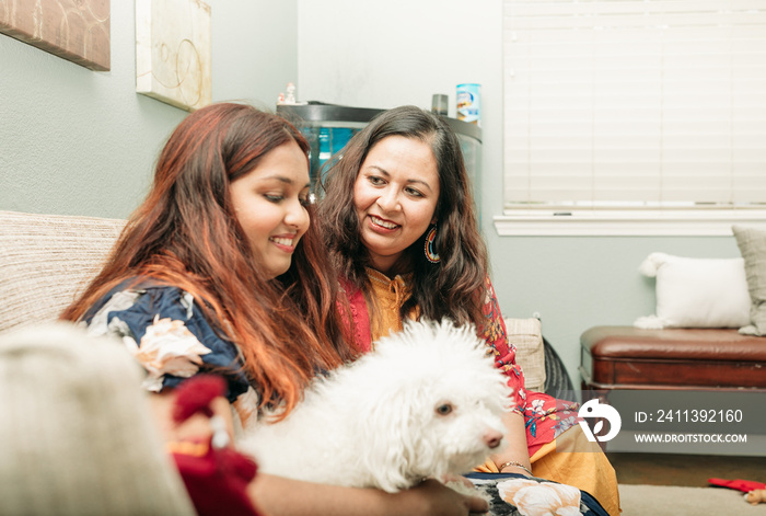 South Asian Mother and daughter portraits at home