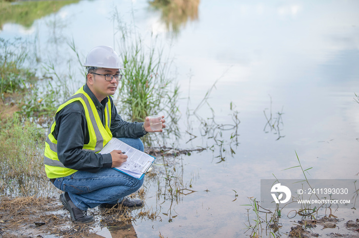 Environmental engineers inspect water quality,Bring water to the lab for testing,Check the mineral content in water and soil,Check for contaminants in water sources.