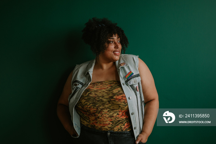 portrait of a plus size afro indigenous person