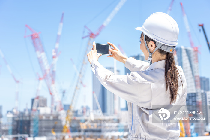 asian engineer worker working in construction site