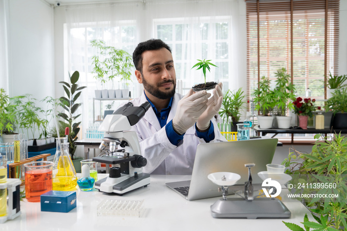 asian botanist working at lab