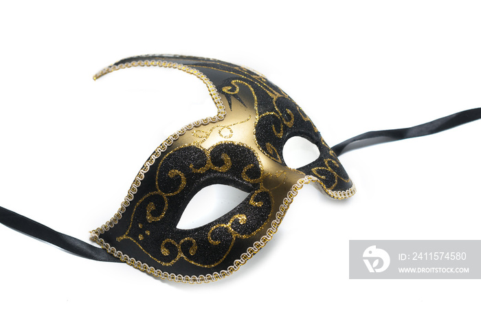 Black and gold venetian mask isolated on white background