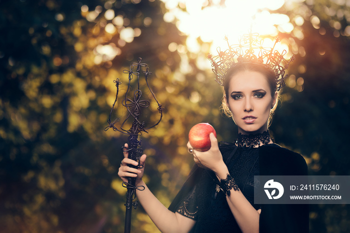 Evil Queen with Poisoned  Apple in Fantasy Portrait