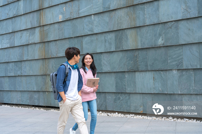 大学生情侣在校园里