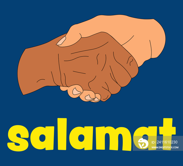 Salamat/ thank you with hands shaking - Navy banner