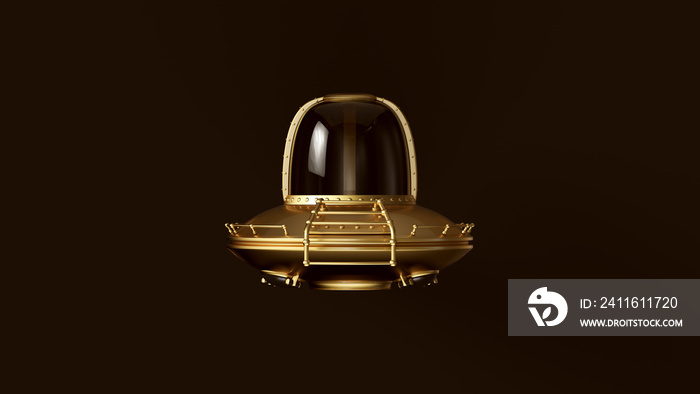 Gold UFO 3d illustration 3d render