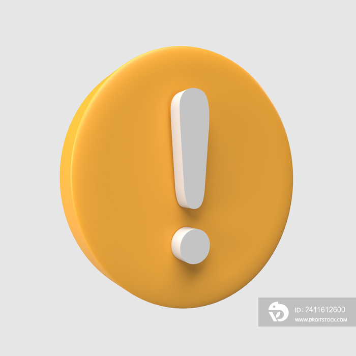 exclamation mark icon 3d illustration