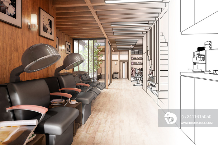 Modern Hair Salon (project)- - 3d illustration