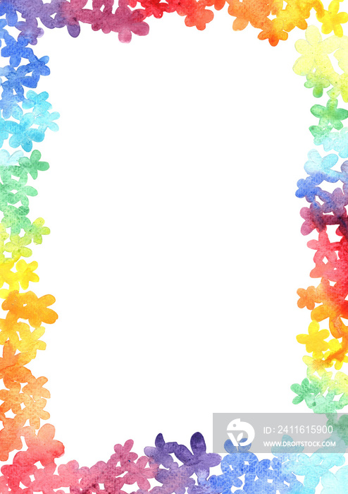 Rainbow flower border background watercolor hand painting for decoration on pride of month event and