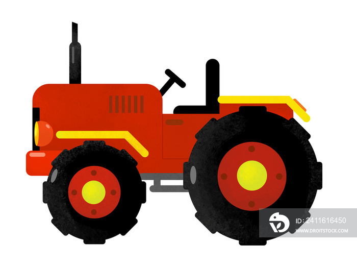 白色背景的卡通隔离农用车-拖拉机-儿童插图
