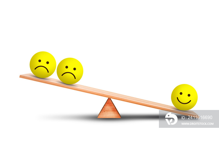 Emotional and Customer Feedback Concept : Smiles emotional icon symbol outweigh more than sad emotio