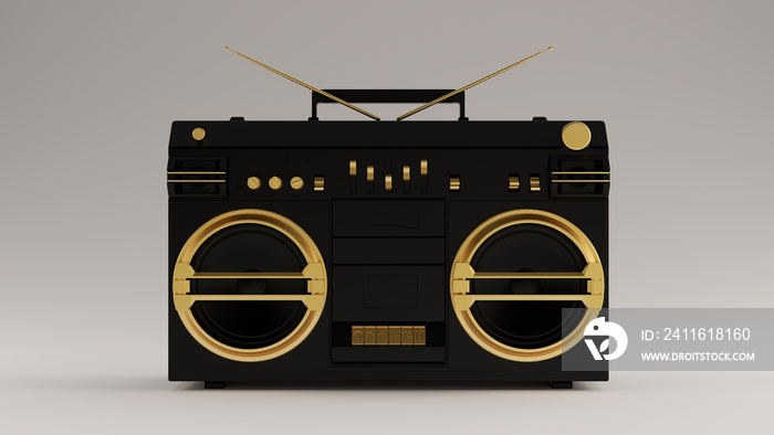 黑色和金色Boombox 3d插图3d渲染